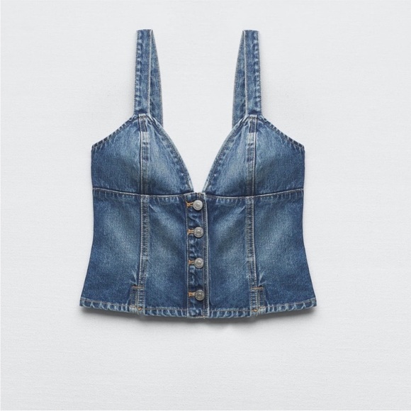 Zara Denim Corset Top - Picture 5 of 5